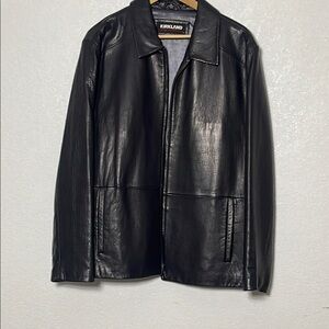💯leather Kirkland Signature Black Lightweight Leather Blazer
